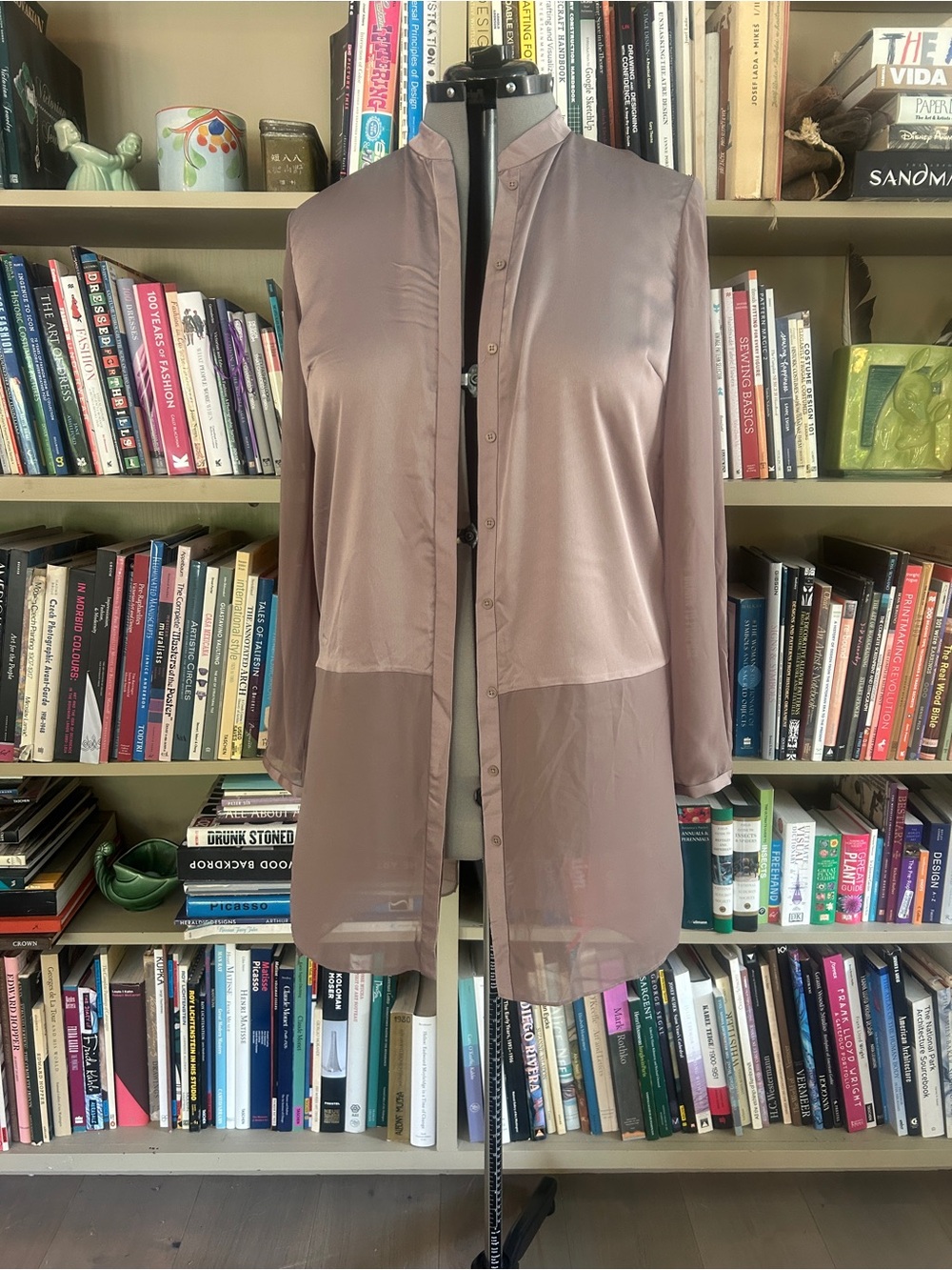 T Tahari Taupe Button Up Blouse